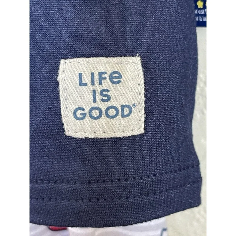 Life Is Good Kids Santa Dog Christmas PJ’s‎ Pajamas Size 6 Navy White
